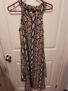 Speed Control Beige and Black Snake Print Dress